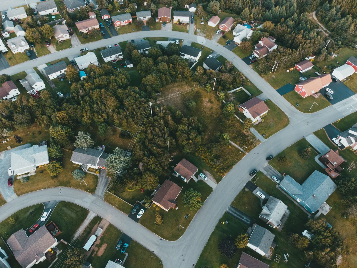 Aerial view of homes inside a Summerlin gated community